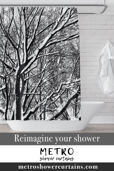 Black and White Trees in Winter Shower Curtain