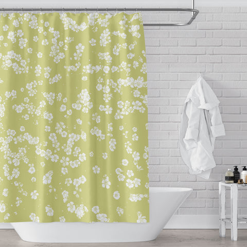 Retro Spring Green Wildflower Meadow Shower Curtain - Metro Shower Curtains