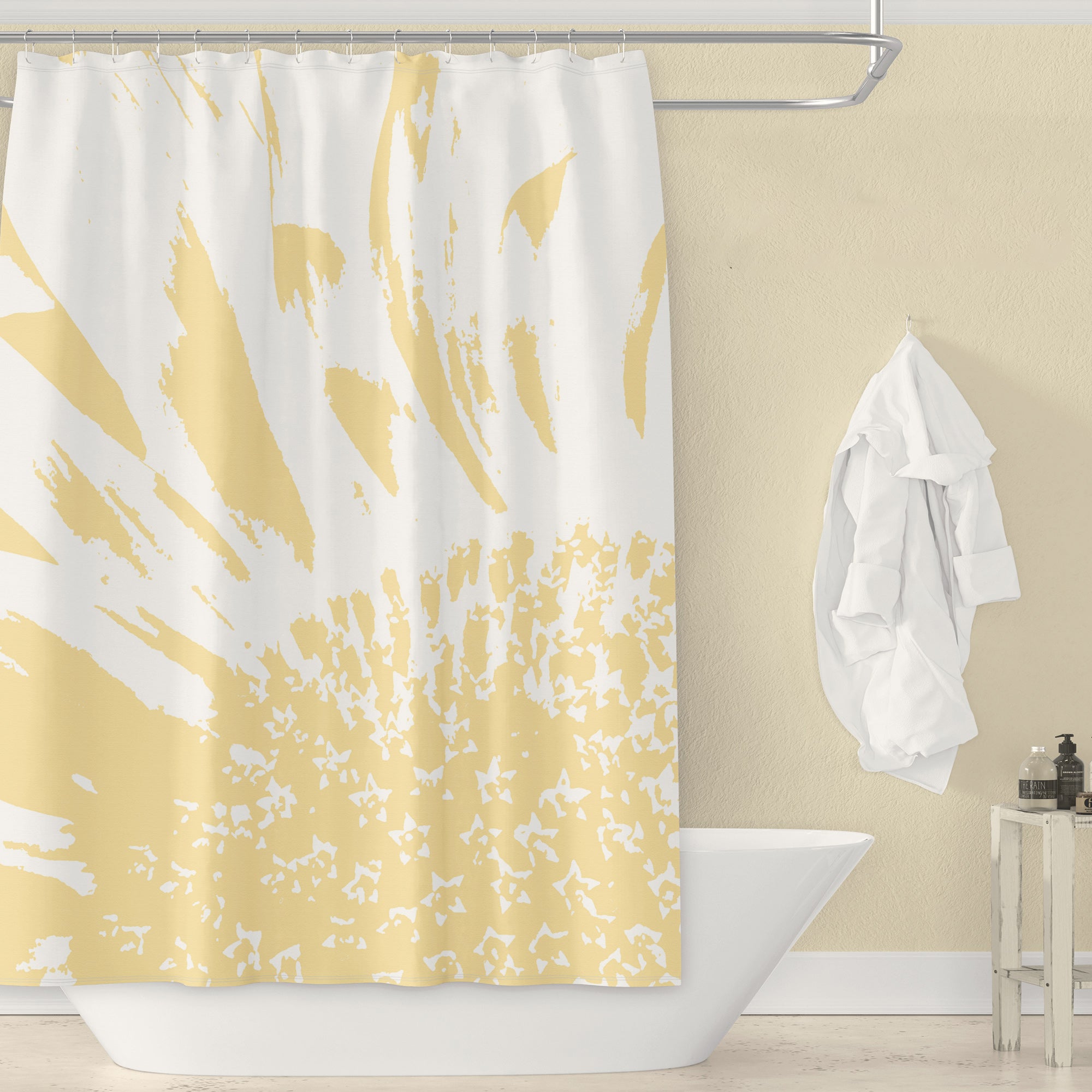 Yellow Flower Shower Curtain Colorful Weeping Bathroom Decor with