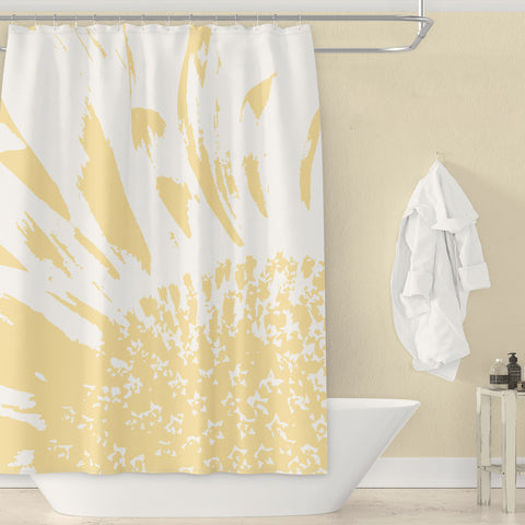 Sunflower Shower Curtain - Pale Yellow & White / Monochrome Large Scale Abstract Bathroom Art Print - Metro Shower Curtains