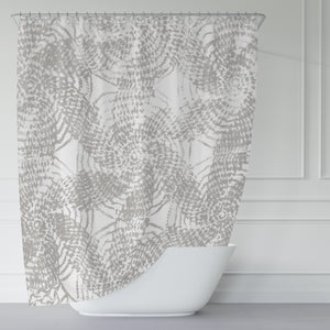 Warm Gray and White Rustic Spiral Pattern Farmhouse Shower Curtain - Metro Shower Curtains