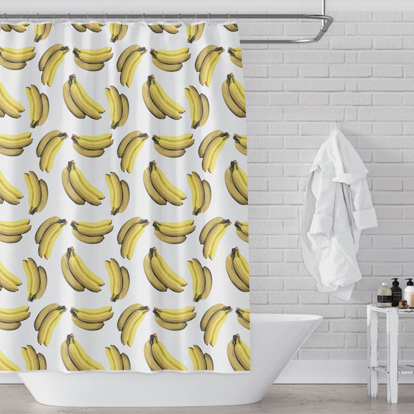 Yellow & White Banana Print Shower Curtain - Metro Shower Curtains