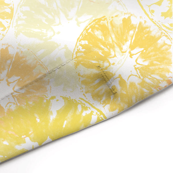 Sunny Yellow Lemon & Orange on White Citrus Print Shower Curtain - Metro Shower Curtains