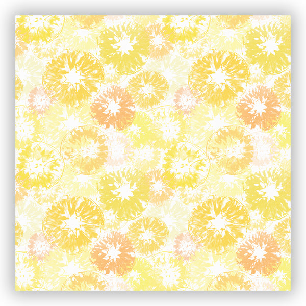 Sunny Yellow Lemon & Orange on White Citrus Print Shower Curtain - Metro Shower Curtains